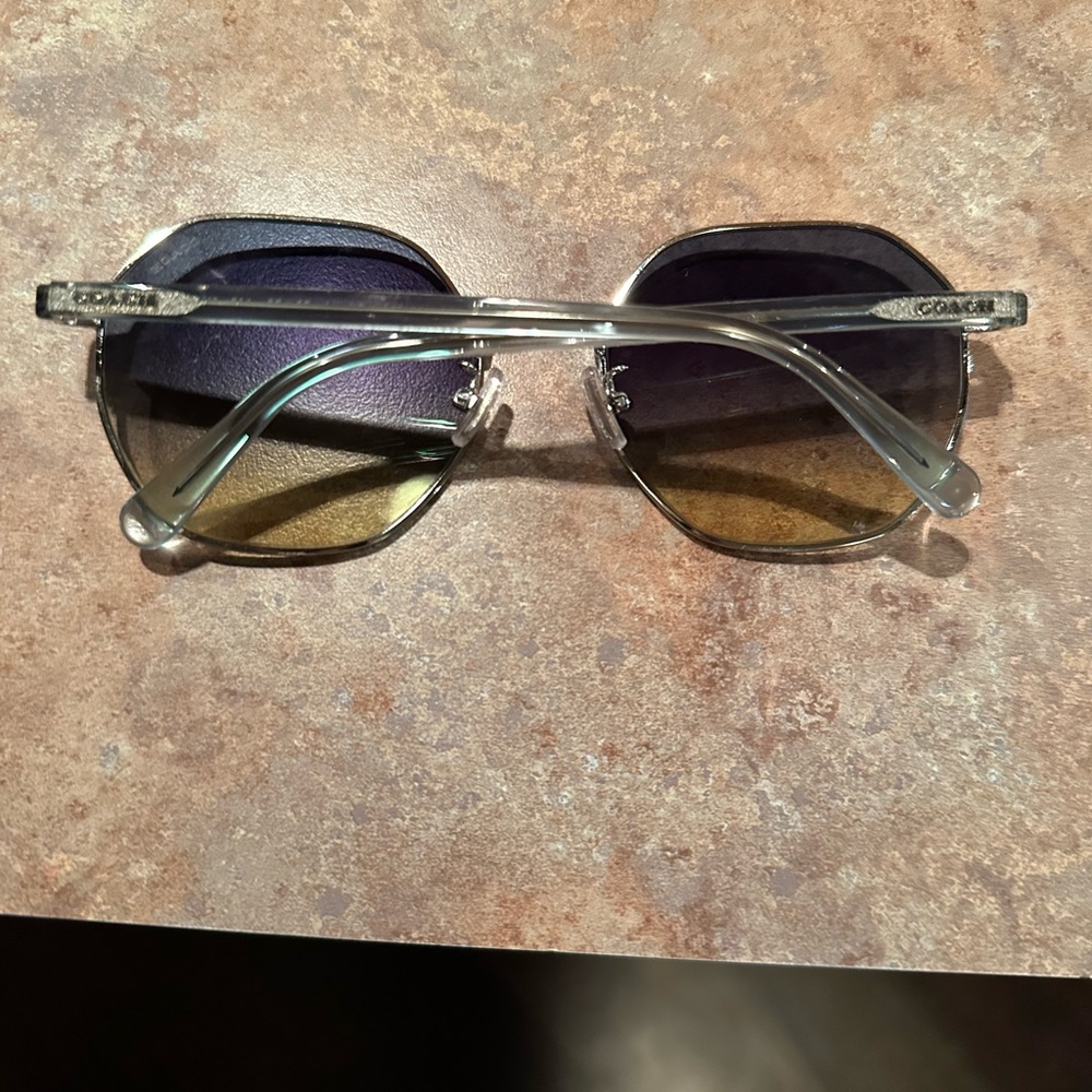 Blue/ Gray Coach Hexagon Sunglasses - Picture 2 of 2